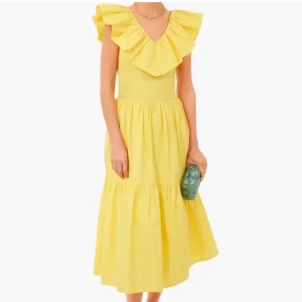 EUC Tuckernuck Hyacinth House butter Yellow Ruffle Josie Dress Sleeveless Maxi